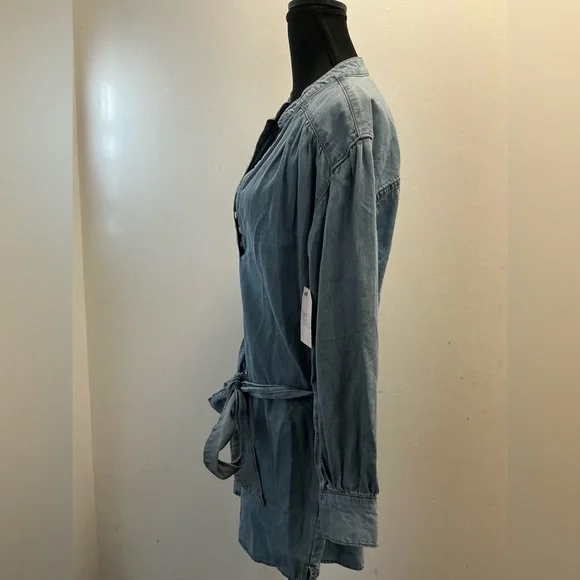 Time and Tru Light Blue Denim Tie-Waist Shirt Dress - Picture 3 of 4